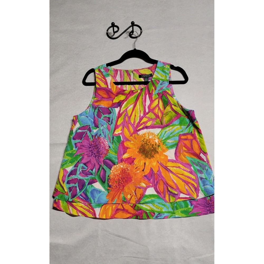 Multicolored Floral Print  Lauren Ralph Lauren Tank Top Size L NWT